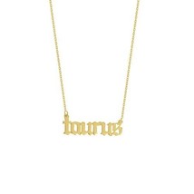 14K Solid Yellow Real Fine Gold Gothic Script Taurus Zodiac Necklace Adjustable - £211.02 GBP