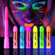 Glow in The Black Light Face Body Paint Neon Glow Fluorescent Face Paint Crayons - £16.94 GBP
