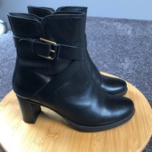 Ecco Saunter Boots Black Women&#39;s US 5.5 EU 36 Cross Strap Leather Comfor... - £34.99 GBP