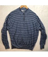 Peter Millar Crown Cool 1/4 Zip Sweater Blue Striped Merino Wool Linen M... - $54.63 CAD