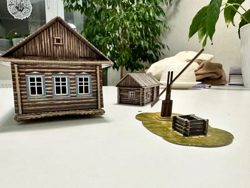 Russian Izba House 1:87 HO Scale Model Kit Cardboard Craft - $483.41 MXN
