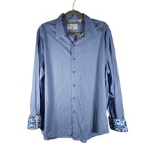 Robert Graham Men&#39;s Long Sleeve Shirt XL Blue Fast Food Tailored Fit Cas... - $65.99