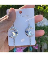 Cat Moon Dangle & Drop Earrings| Cat Earrings| Cat Jewelry| Cat Lover's Gift| Be - $15.99