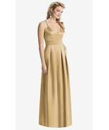 After Six 1521..Pleated Skirt Satin Maxi Dress with Pockets...Gold...Siz... - $1,428.91 MXN