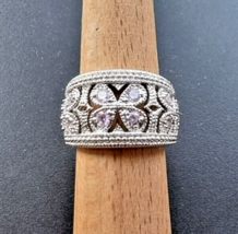 VINTAGE 925 STERLING SILVER BUTTERFLY PINK GEMSTONE BAND RING SIZE 6 - $649.73 MXN