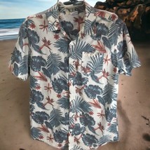 Vintage Hawaiian Shirt DC Skate Sz M Tropical Palms Bird of Paradise beach - $19.79