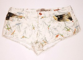 Zara Trafaluc Jeans Shorts Bird Print Cut Offs Distress Trim 5-POCKET Us 6 38 - £50.61 GBP
