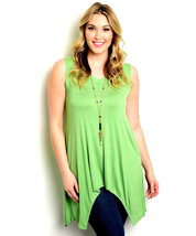 Moa Moa Ladies Asymmetrical Knit Top Sleeveless Solid Green Size 1XL - £19.65 GBP