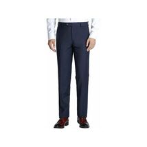 Men Renoir Flat Front Pants 100% Wool Super 140's Classic Fit 508-19 Navy Blue image 2