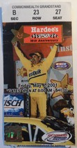 Nascar Hardee&#39;s 250 10th Anniversary Ticket Stub 2001 Richmond Internati... - $4.75