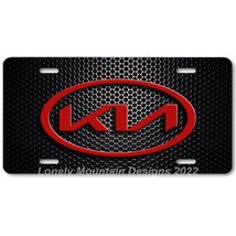 Kia New Logo Inspired Art Red on Mesh FLAT Aluminum Novelty License Tag ... - £13.62 GBP