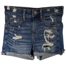 Distressed American Eagle Shortie Jean Shorts Super Hi-Rise Womens Size ... - $383.79 MXN