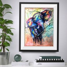 Elephant painting Watercolour and pastel elephant original watercolour painting - £15.98 GBP
