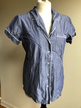Nordstrom S Blue Chambray Short Sleeve Button Front Sleep Pajama Top Cotton - £19.42 GBP