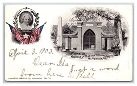 Washington Tomb Mount Vernon Virginia 1903 Private Mailing Card PMC Postcard W1 - £2.33 GBP