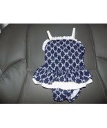 Janie And Jack Navy Blue/White Bow Print Swimsuit Size 3/6 Months NEW - €35,69 EUR