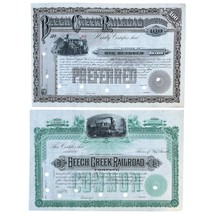 Antique Beech Creek Railroad Engraved Stock Certificate Canceled Unissued 2 - $102.77 CAD