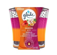 Glade Scented Glass Candle, 2-In-1 Vanilla Passion Fruit/Hawaiian Breeze... - $9.79