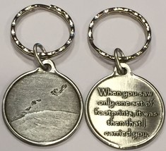 Foot Prints In The Sand Pewter Color It Was Then That I Carried You Keyc... - $6.99