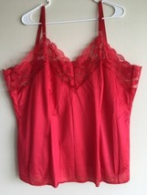Camisole Bright Red Nylon &amp; Lace Lady Romance 3X - £17.62 GBP