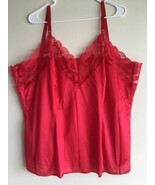 Camisole Bright Red Nylon &amp; Lace Lady Romance 3X - £17.93 GBP