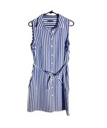 Tommy Hilfiger Blue White Vertical Stripe Sleeveless Shirt Dress Size 10 - $39.96 CAD