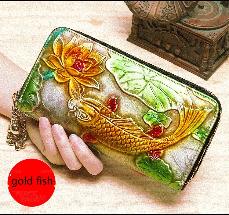 Large Women Wallets Leather Female Purse Long Woman Leather Wallet Double Zipper - £60.81 GBP