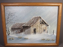 Original Oil Painting 9 X 12 &quot;Country Snow Storm&quot; Framed Signed Rp Keely - £54.64 GBP