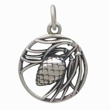Sterling Silver Pineneedle and Pinecone Charm 19x13mm - $418.91 MXN