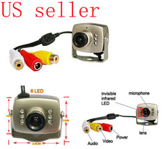 Mini Pinhole Color Camera Cctv Night Vision Av Pickup 6 Ir Led 380 Tv Li... - £25.57 GBP