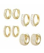 4 Pairs 14K Gold Plated Hoop Earrings  Hypoallergenic Gold Huggie (4 Sty... - £27.12 GBP