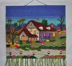Handmade Village Scenery 3D Jute Wall Tapestry Nature Forest Patchwork 36x40&quot; - £63.93 GBP