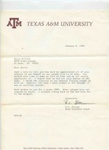 Texas A&amp;M University Letters 1990 Sun Bowl R C Slocum Wally Groff Billy ... - £33.19 GBP