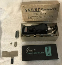 Vintage 1956 GREIST Products Rotary Buttonholer + 9 Attachments Box Manu... - $39.19