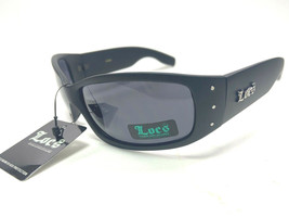 Locs Hard Core Shades Matte Black Studded Rectangle Men&#39;s Sunglasses smo... - $9.23