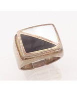 925 Sterling Silver Vintage Ring Mother Of Pearls &amp; Onyx Inlay  Sz 7  RG... - $45.69