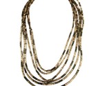 Napier Gold bar Link Bib Necklace 6 Textured Rectangle Bead Multi Strand... - $21.77