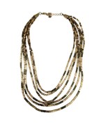 Napier Gold bar Link Bib Necklace 6 Textured Rectangle Bead Multi Strand... - £17.25 GBP