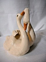“Courting Swans” Ceramic Double Head Planter White #521 USA  Retro Home Decor - £19.61 GBP