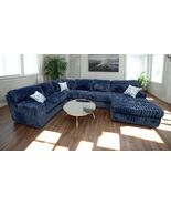 Corsham Large U-Shape Sectional in Blue Thick Stripe Fabric - $1,899.00