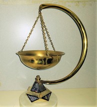 Hanging Brass Compote on Marble Base Sovereign House Home Decor Centerpiece - $59.99