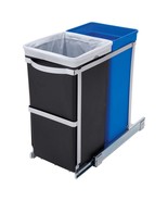 Pull Out Blue Recycle Bin Black Trash Can Slides Under Kitchen Counter - $3,897.51 MXN