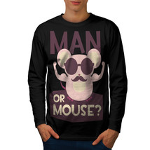 Wellcoda Man Or Mouse Gym Sport Mens Long Sleeve T-shirt, Rodent Graphic Design - £17.97 GBP