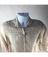 Faconnable Mens Button Front Shirt Beige Checks Round Hem Long Sleeves L... - $23.99