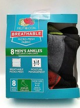 Fruit of the Loom New Men&#39;s 8pairs Breathable Micro Mesh Fabric Socks Si... - £22.45 GBP