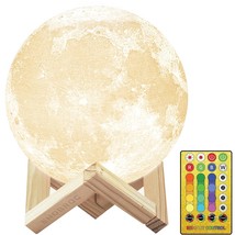 Moon Lamp 4.8 Inch 3D Printed Moon Lamp 16 Colors Moon Light Ball, Touch &amp; Remot - £27.17 GBP