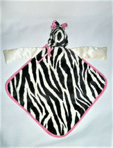 WOOF &amp; POOF ZEBRA Black &amp; white Hot Pink satin security blanket, satin arms 15&quot; - £39.46 GBP
