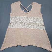 Blu Pepper Women Shirt Size M Pink Preppy Loose Knit Lace Sleeveless Scoop Neck - £10.05 GBP