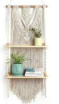 Macrame Wall Hanging Shelf 2-Tier - Boho Bedroom Decor, Macrame, And Pictures. - £36.13 GBP