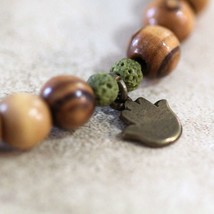 Olive Wood, Lava Stone Beads with Hamsa Charm, Meditation &amp; Healing Unisex Gift - £32.03 GBP